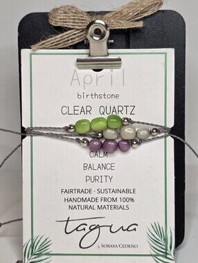 Tagua By Soraya Cedeno April Birthstone Beaded Bracelet Set 3pc Boho Jewlery